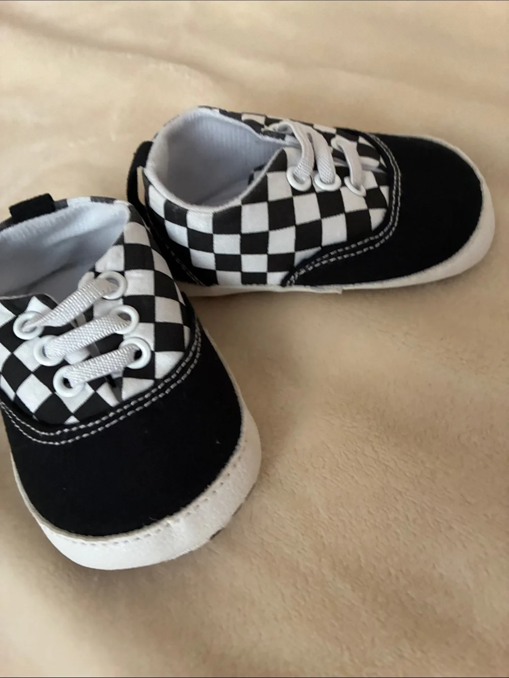 Kids Black & White Checkered Canvas Sneakers